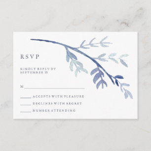 Mariage de la branche d'aquarelle bleue RSVP
