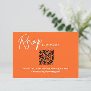 Mariage de la carte de réponse QR orange moderne R