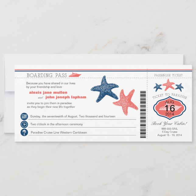 Mariage de la carte d'embarquement pour bateau de  (Devant)