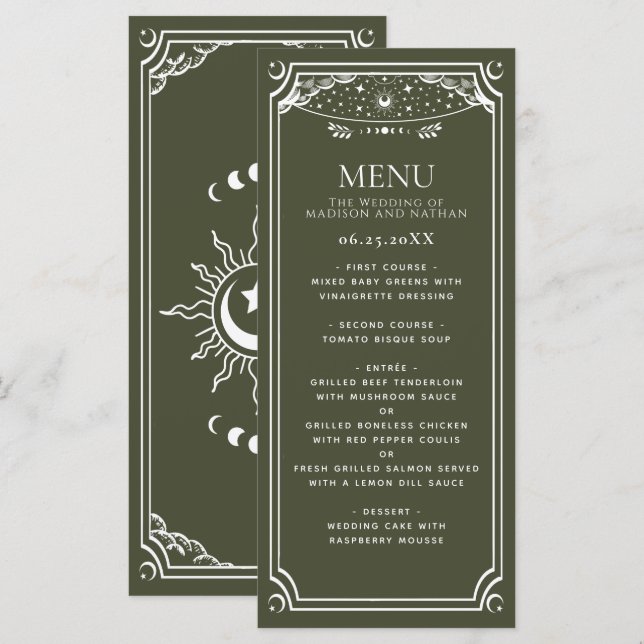 Mariage de la carte Tarot Elegant Olive & White (Devant / Derrière)