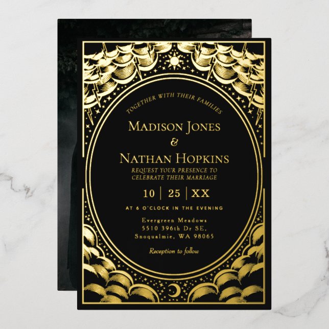 Mariage de la carte Tarot Stormy Gold Elegant (Recto/Verso)