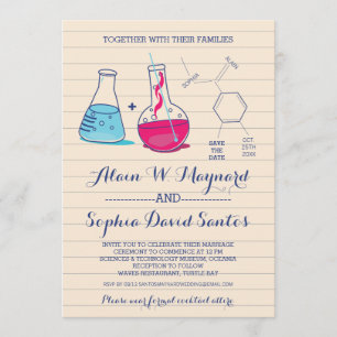 Mariage de la chimie rose et bleue Invitations pho