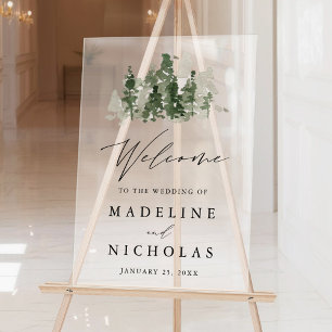 Mariage de la forêt de pin rustique Bienvenue Froi