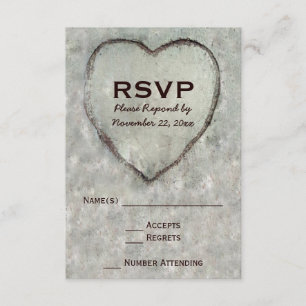Mariage de l'arbre de Birch Coeur sculpté RSVP