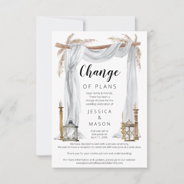 Mariage de l'arc de Bohême Faire-part reportée (Devant)