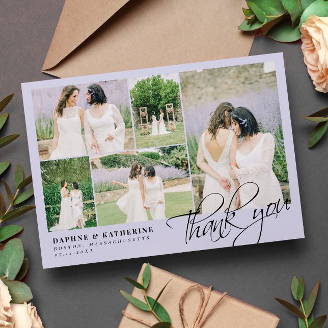 Mariage de lavande photo Collage de script Merci (Créateur téléchargé)