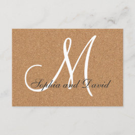 Mariage de liège à vin rustique Monogramme RSVP