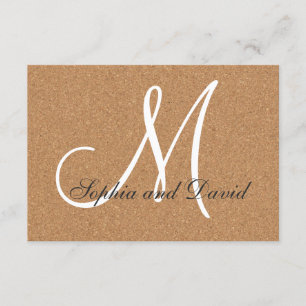 Mariage de liège à vin rustique Monogramme RSVP