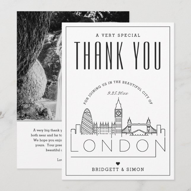 Mariage de Londres | MERCI + CARTE PHOTO (Devant / Derrière)