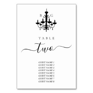 Mariage de lustre noir blanc carte de sièges