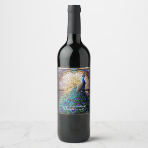Mariage de luxe : Étiquettes de vin Peacock en ver