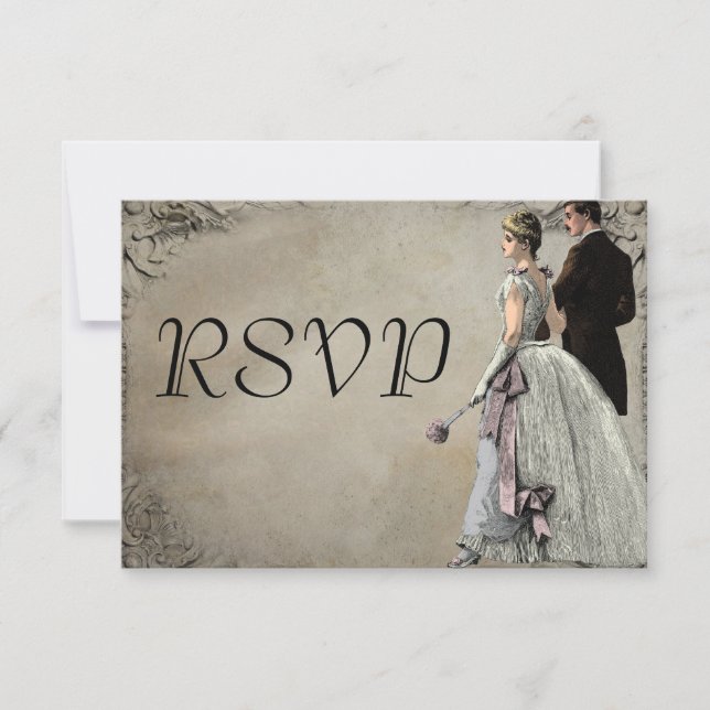 Mariage de mariée et de chambre vintage RSVP (Devant)