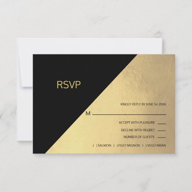 Mariage de menu Classic Modern Black & Gold Foil R (Devant)