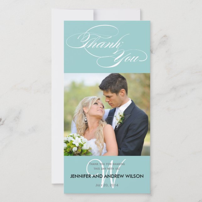 MARIAGE de MERCI de CARTE PHOTO BLEU INITIAL (Devant)