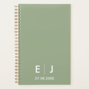 Mariage de monogramme vert et blanc Sage