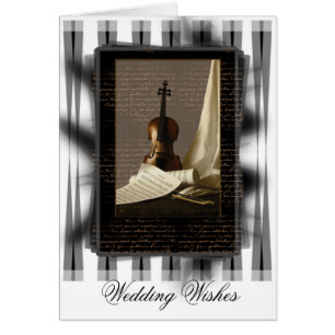 Mariage de musique violon et feuille Carte personn