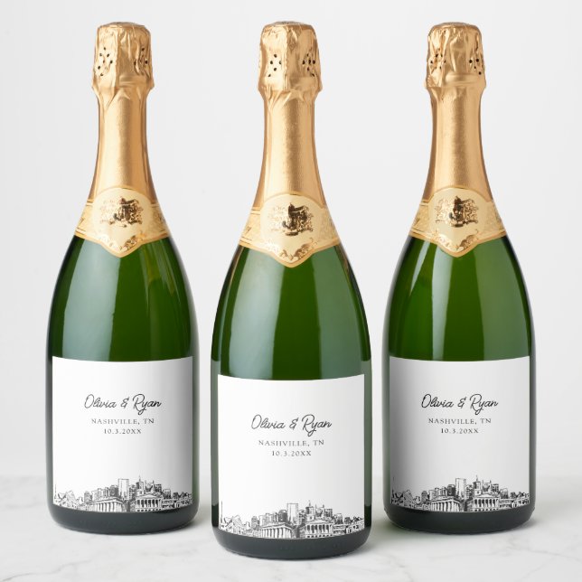 Mariage de Nashville Étiquette de champagne person (Bouteilles)