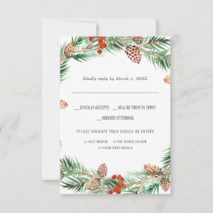 Mariage de Noël   Aquarelle RSVP avec choix de rep