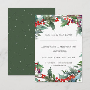 Mariage de Noël   Aquarelle RSVP avec choix de rep