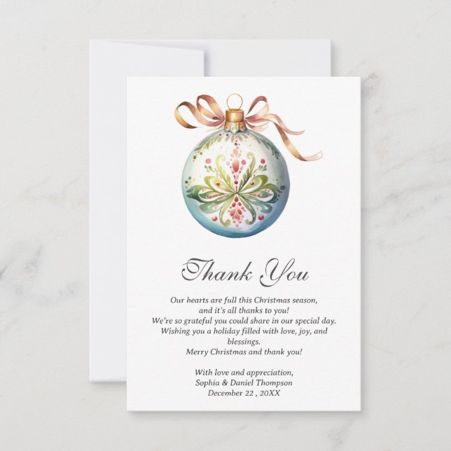 Mariage de Noël Carte de remerciements (Devant)