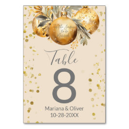 Mariage de Noël en beige or Numéro de table