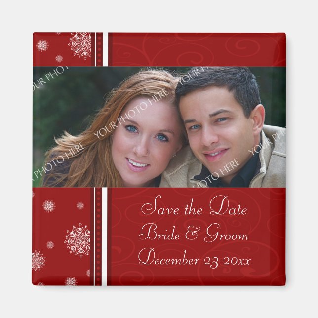 Mariage de Noël Enregistrer la date Magnet photo (Devant)