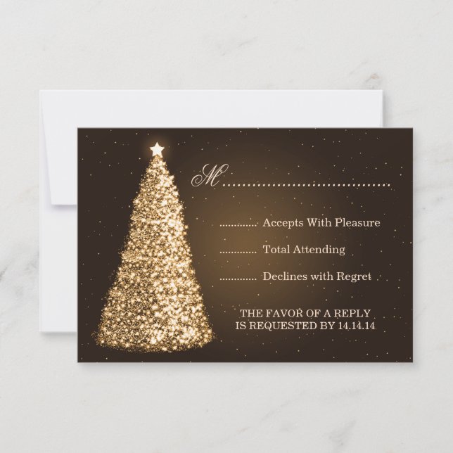 Mariage de Noël étincelant RSVP Gold (Devant)