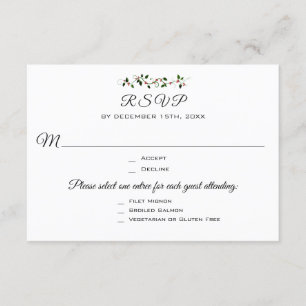 Mariage de Noël ou événement 3 Entree réponse RSVP