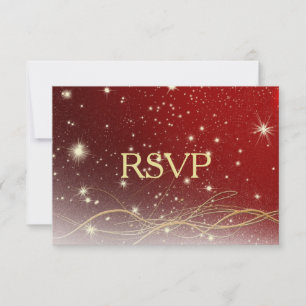 Mariage de Noël rouge et or RSVP