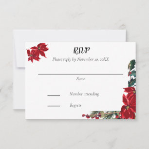 Mariage de Noël RSVP avec cadre Poinsettia