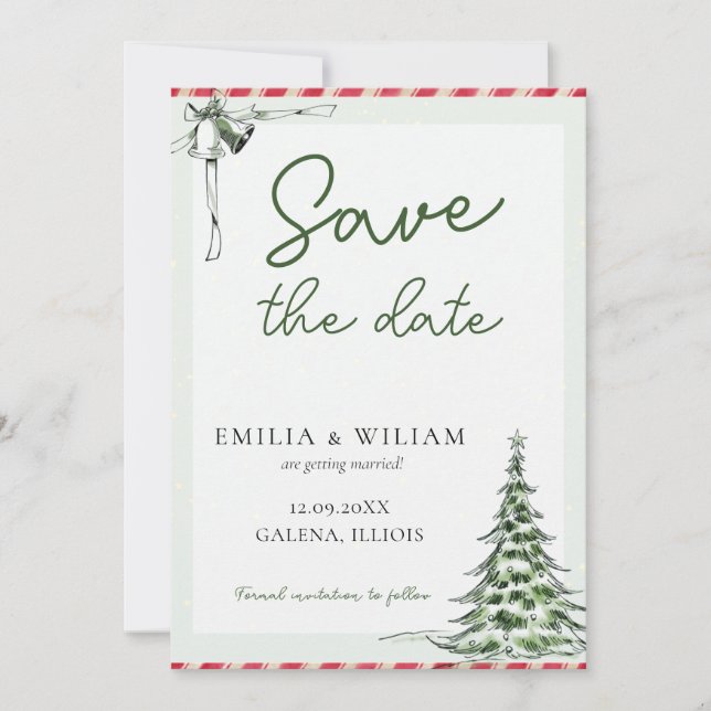 Mariage de Noël Sauvegarder la date Carte photo (Devant)