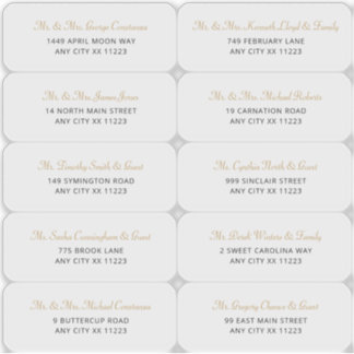 Mariage de nom Or simple Étiquettes de adresse inv