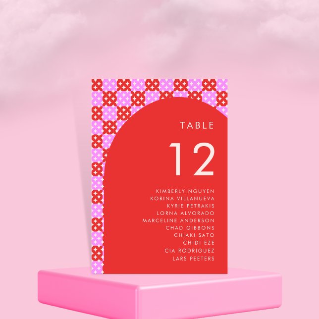 Mariage de noms de cartes de sièges rose et rouge  (Créateur téléchargé)