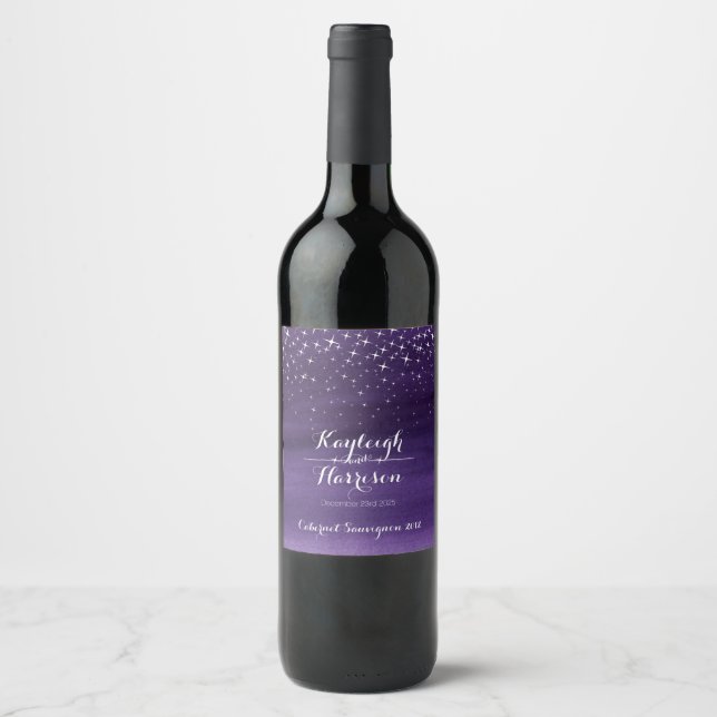 Mariage de nuit étoile étiquettes de vin personnal (Devant)