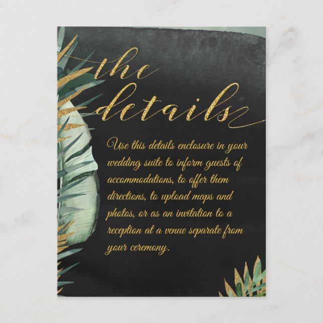 Mariage De Palme Tropical Les Détails Carte De Boî (Devant)