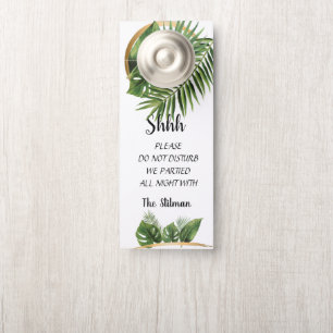 Mariage de palme tropicale Affichette de porte de 