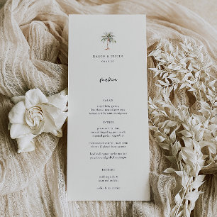 Mariage de palmiers tropicaux Menu et Merci