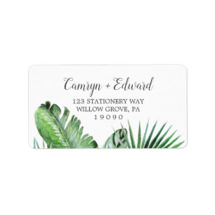Mariage de palmiers tropicaux sauvages Étiquettes 