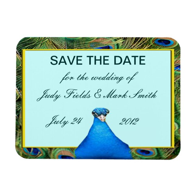Mariage de paon Enregistrer la date Magnet (Horizontal)