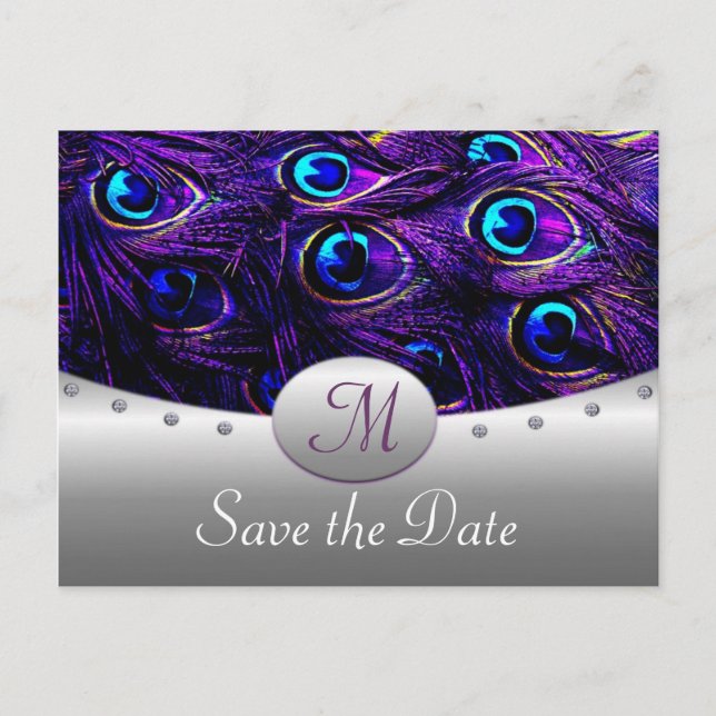 Mariage de paon violet Enregistrer les cartes de d (Devant)