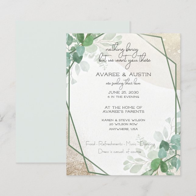 Mariage de papier Décontracté à trame Eucalyptus (Devant / Derrière)