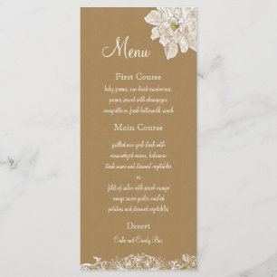Mariage de papier d'emballage : Cartes de menu