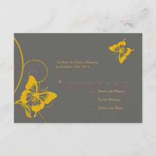 Mariage de papillons gris et jaunes RSVP