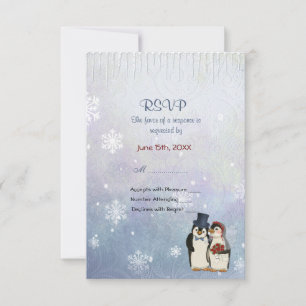 Mariage de pingouin avec flocons de neige - RSVP