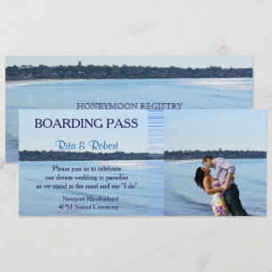 Mariage de plage Billet de carte d'embarquement p