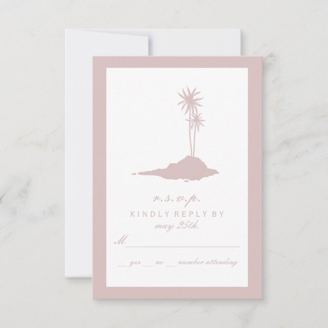 Mariage de plage de l'île moderne RSVP - Blush (Devant)