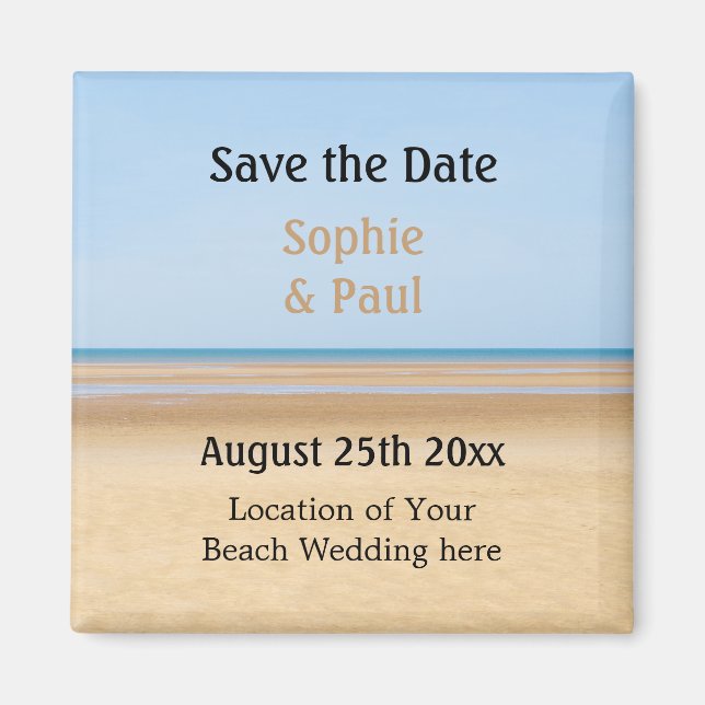 Mariage de plage Enregistrer la date Aimant Fridge (Devant)