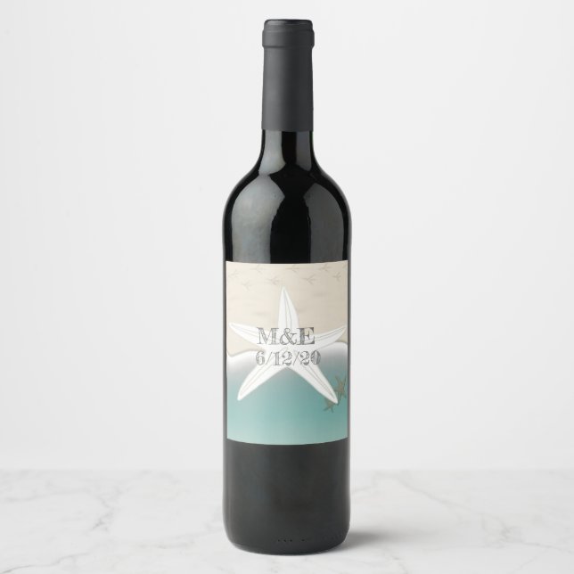 Mariage de plage Étiquettes de bouteilles de vin p (Devant)