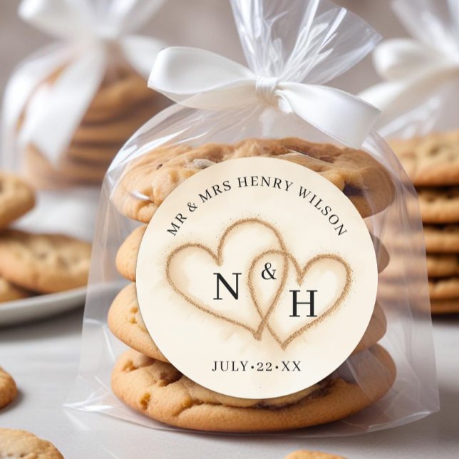 Mariage de plage Favoriser Stickers avec Coeurs de (Wedding Favor Sticker)