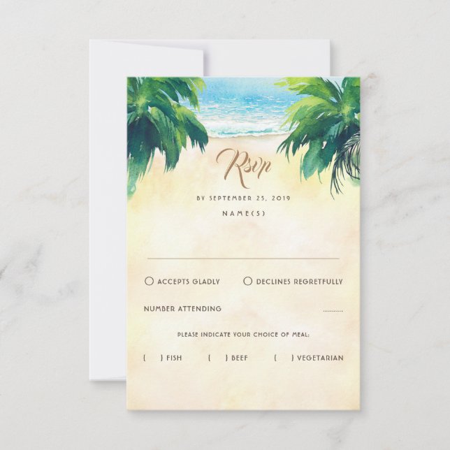 Mariage de plage florale tropicale RSVP (Devant)